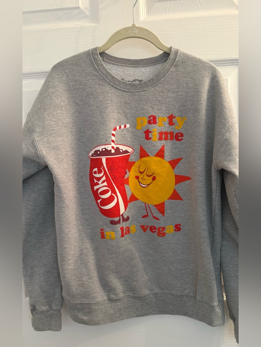 Coca Cola Gray Sweatshirt with Red Coke Cup and Yellow Sun